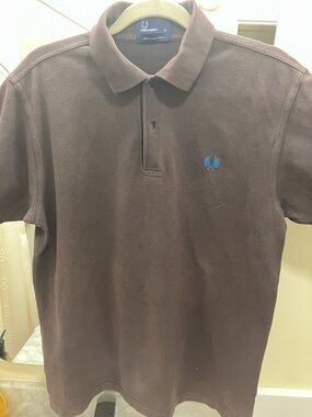 Fred Perry Brown Polo with Blue Laurel Wreath